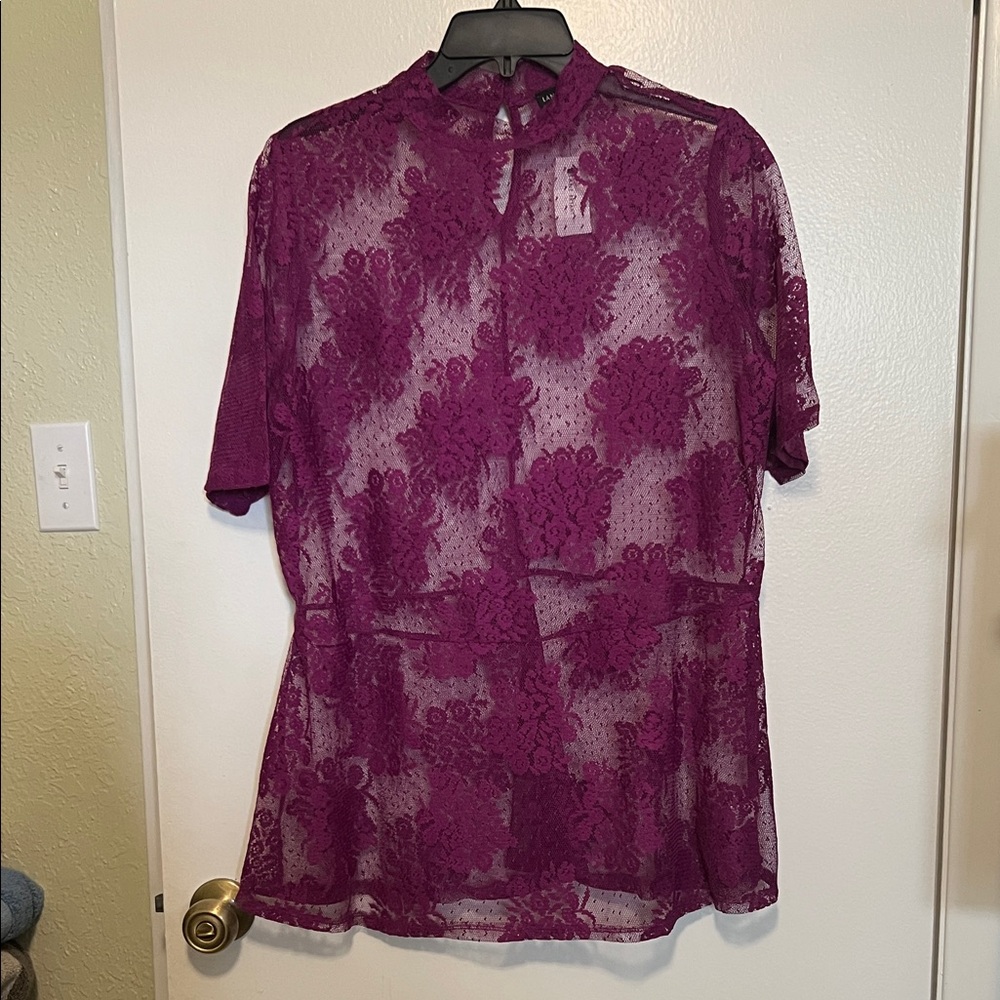 Lane Bryant Lace Blouse in Rich Purple